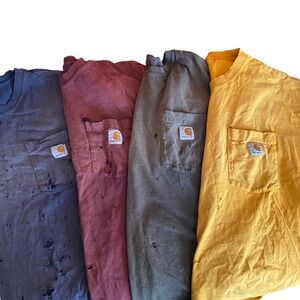 Lot of 4 Carhartt Distressed Sun Faded Pocket T-Shirts Men's 2XL Thrashed Tee